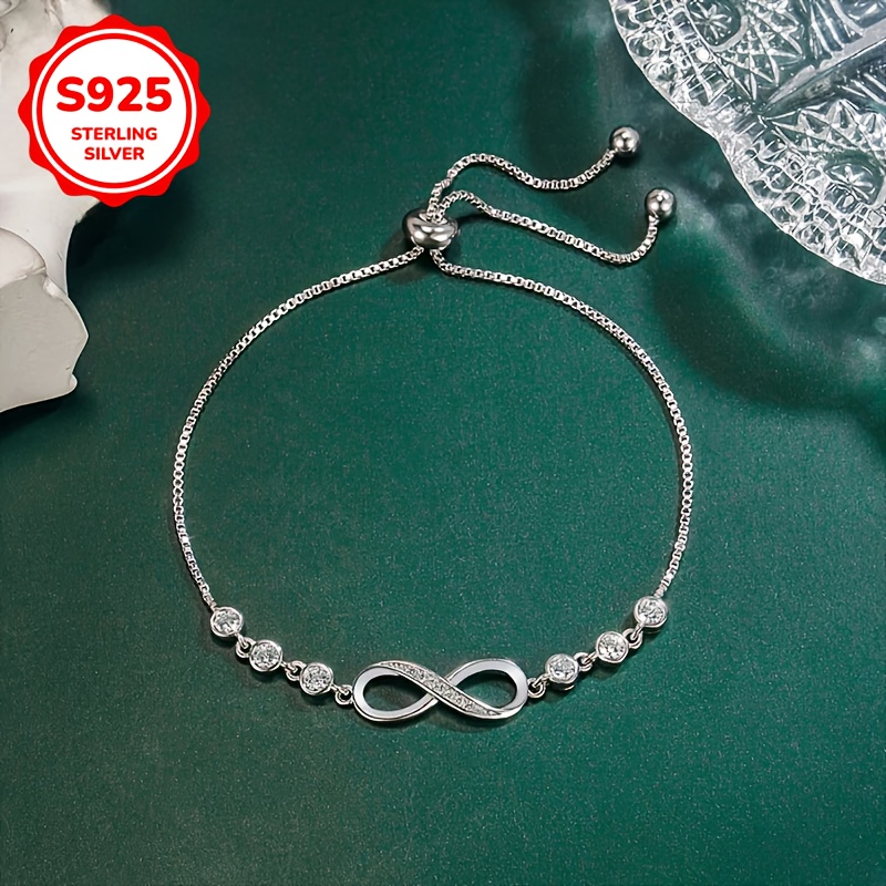 S925 Silver Infinity Loop Bracelet - Adjustable Sexy Design